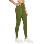7A Antibacterial Cool Feeling Yoga Pants Outer Wear Pocket High Waist Hip Lift Sports Tights