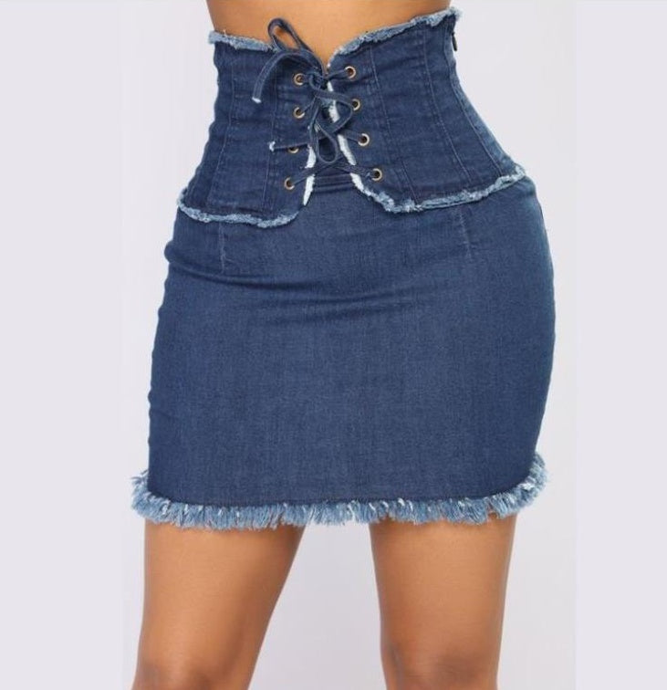 New Women's Jeans Short Skirt Ladies High Waist Skirt