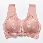 Comfortable Plus Size Backless Bra Lace Push Up Front Closure Bra