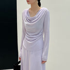 Tencel Blended Silk Long Sleeve Swing Collar Design High-grade Blouse