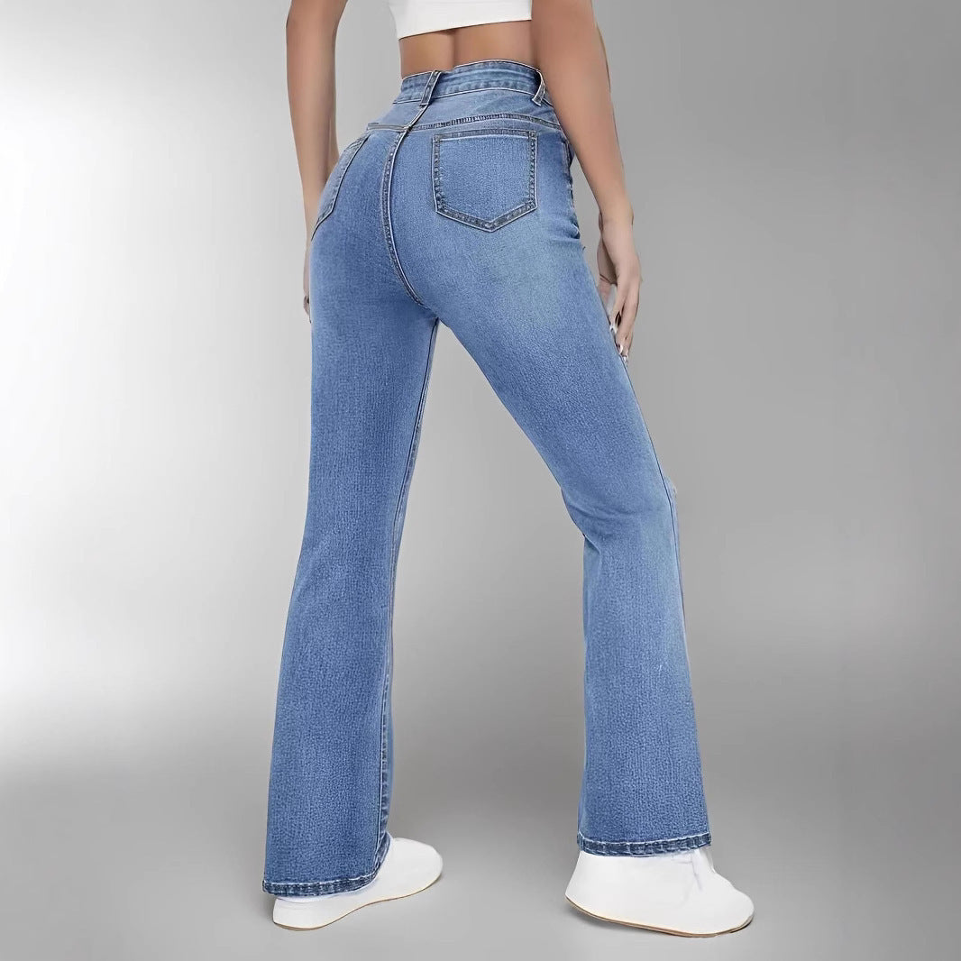 European And American Style Women Skinny Light Blue Jeans For Women Slim-fit Figure Flattering Pants Trendy