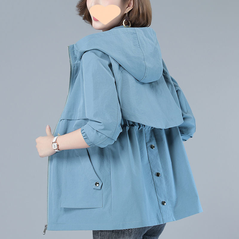 New Hooded Mom Fashion Casual Trench Coat Top For Women