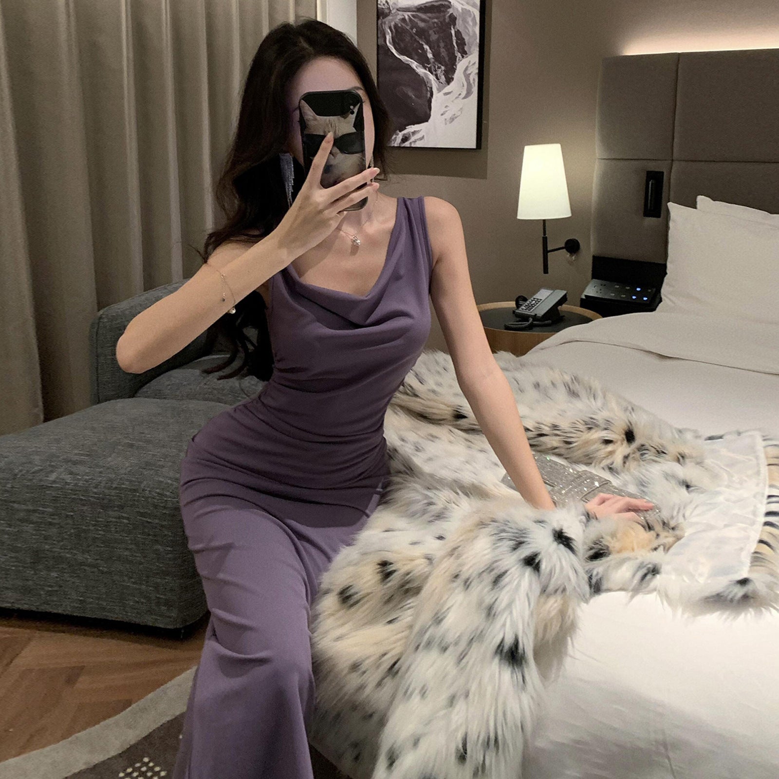 Crossbody Sleeveless Figure-flattering Dress Women