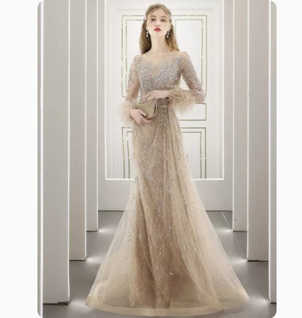 Beaded Diamond encrusted Evening Dress Long